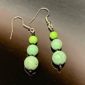 Light Green Handmade Gemstone Pierced Earrings LR120
